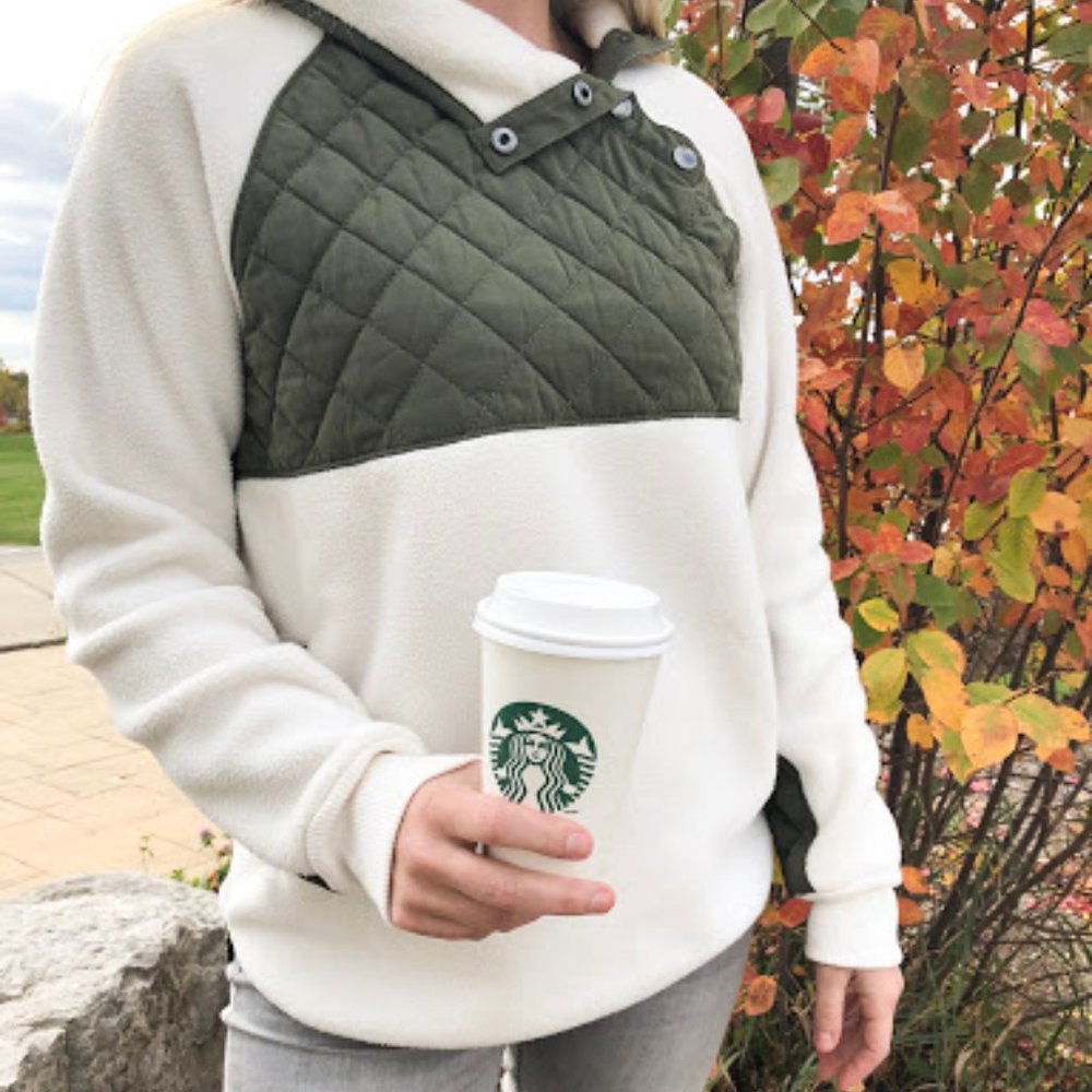 A&F Asymmetrical Snap Up Fleece Jacket